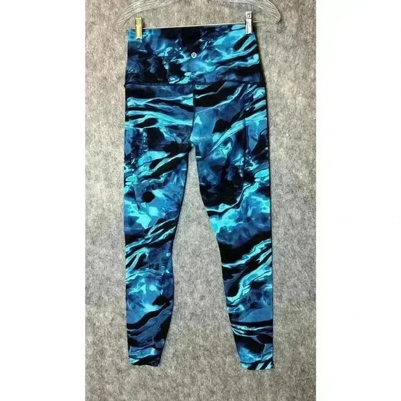 Lululemon Wunder Under Pant Marble Blue Size 10 - Picture 4 of 6